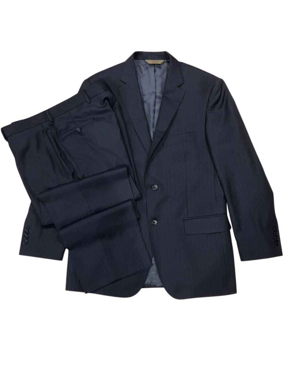 Pronto Uomo Mens Suit Tollegno 1900 Super 120’s Wool 2 Piece Blue Striped 41 R